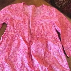 🍄 Bright Pink & Orange Tunic w/drawstring Waist